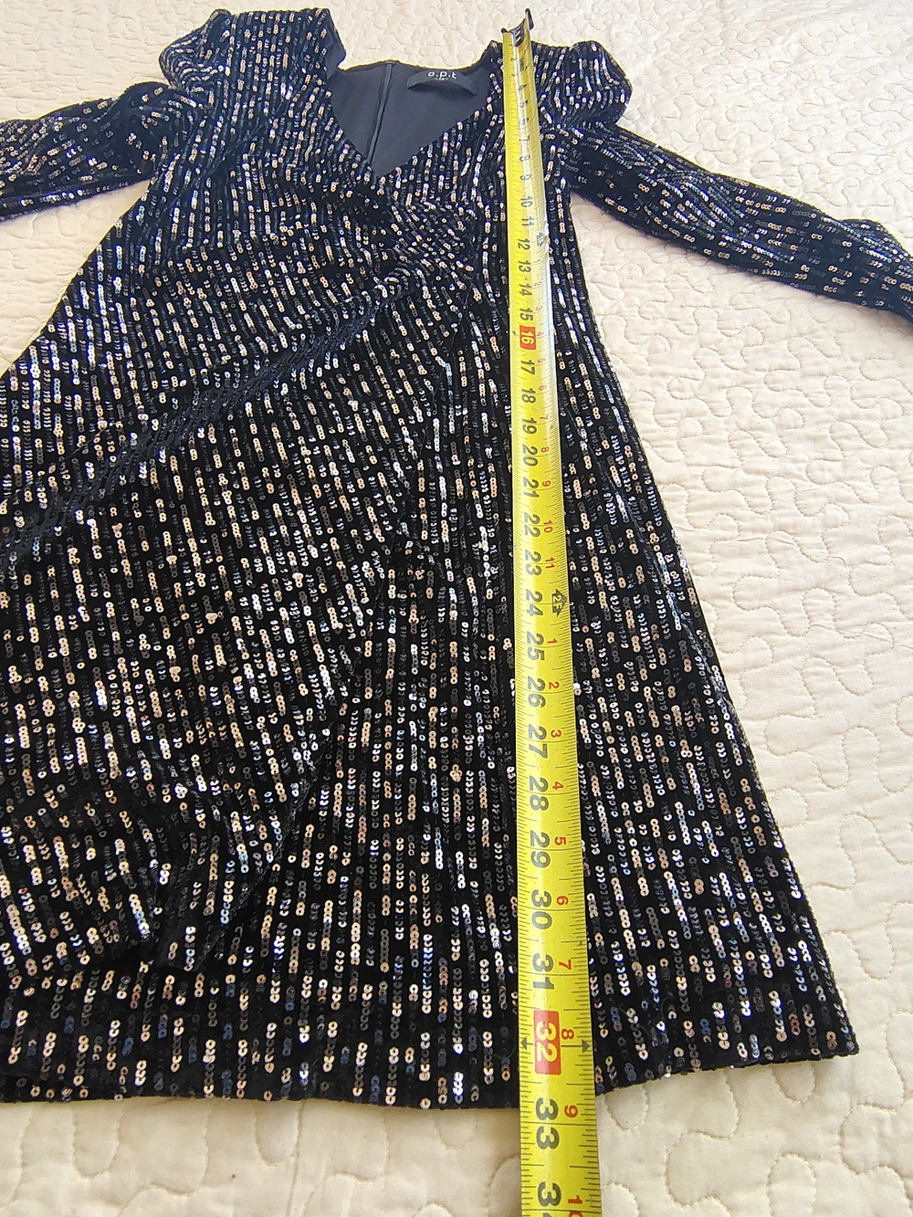 o.p.t Black Sequin Mini Dress Long Sleeve Wrap Front V-Neck Size XS - Picture 7 of 11